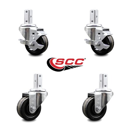 Service Caster 3 Inch Phenolic Wheel Swivel 7/8 Inch Square Stem Caster Brakes SCC, 2PK SCC-SQ20S314-PHS-TLB-78-2-S-2